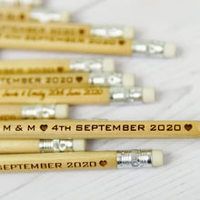 Load image into Gallery viewer, Personalized Natural Wooden HB Pencils, Custom Engraved for Unique, Personal Gifts