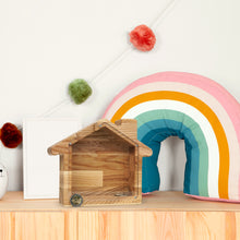 Load image into Gallery viewer, Wooden Piggy Bank, House Shaped Piggy Bank