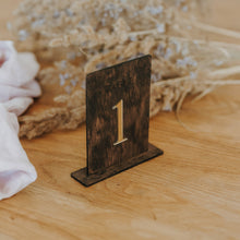 Load image into Gallery viewer, Rustic Brown Wooden Table Numbers for Weddings and Events