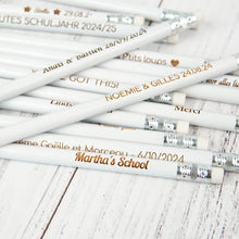 Load image into Gallery viewer, Custom Engraved White Wooden HB Pencils, Perfect Personalized Gift for All Occasions