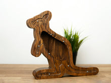 Load image into Gallery viewer, Wooden Piggy Bank Kangaroo (Brown, Engraving)