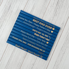 Load image into Gallery viewer, Personalized Blue Carpenter Pencil, Flat Pencil for Woodworking, Carpentry, DIY, Gift for Dad, Father’s Day, Handyman Tool