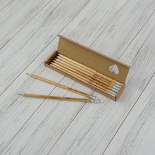 Load image into Gallery viewer, Personalized Natural Wooden HB Pencils, Custom Engraved for Unique, Personal Gifts