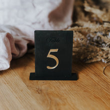 Load image into Gallery viewer, Black Wooden Table Numbers for Event Decorations