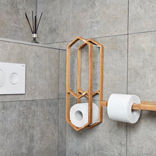 Load image into Gallery viewer, Wooden Toilet Paper Holder, Wall-Mounted 3-Roll Storage Rack, Rustic Organizer for Bathroom Decor