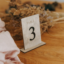 Load image into Gallery viewer, Gray Wooden Table Numbers for Event Table Seating
