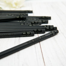 Load image into Gallery viewer, Personalized Black Wooden HB Pencils, The Perfect Personalized Gift Idea