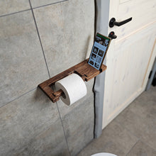 Load image into Gallery viewer, Wood Toilet Paper Holder with Phone Shelf, Wall Mounted Oak Roll Holder for Bathroom, Minimalist Toilet Paper Storage
