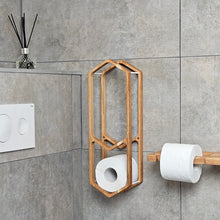 Load image into Gallery viewer, Wooden Toilet Paper Holder, Wall-Mounted 3-Roll Storage Rack, Rustic Organizer for Bathroom Decor