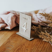 Load image into Gallery viewer, Gray Wooden Table Numbers for Event Table Seating