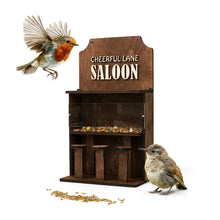 Load image into Gallery viewer, Handcrafted Wooden “Saloon” Bird Feeder, Fully Assembled Rustic Garden Feeder, Ideal Gift for Birdwatching and Outdoor Spaces
