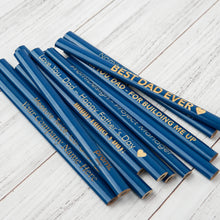 Load image into Gallery viewer, Personalized Blue Carpenter Pencil, Flat Pencil for Woodworking, Carpentry, DIY, Gift for Dad, Father’s Day, Handyman Tool