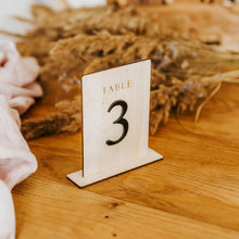 Load image into Gallery viewer, Custom Natural Wood Table Numbers for Rustic Weddings, Unique Reception Decor