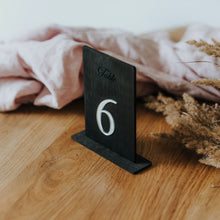 Load image into Gallery viewer, Black Wooden Table Numbers for Event Decorations
