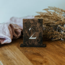 Load image into Gallery viewer, Rustic Brown Wooden Table Numbers for Weddings and Events