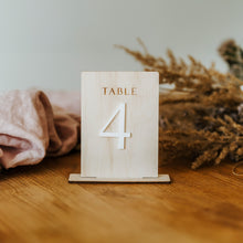 Load image into Gallery viewer, Custom Natural Wood Table Numbers for Rustic Weddings, Unique Reception Decor