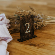 Load image into Gallery viewer, Rustic Brown Wooden Table Numbers for Weddings and Events
