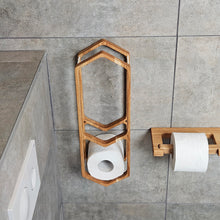 Load image into Gallery viewer, Wooden Toilet Paper Holder, Wall-Mounted 3-Roll Storage Rack, Rustic Organizer for Bathroom Decor