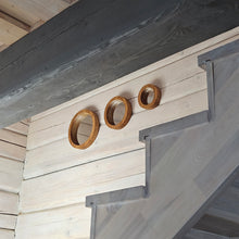 Load image into Gallery viewer, Set of 3 Oak Wood Wall Mirrors, Rustic Wooden Frame Mirrors for Living Room, Bathroom, or Entryway