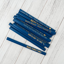 Load image into Gallery viewer, Personalized Blue Carpenter Pencil, Flat Pencil for Woodworking, Carpentry, DIY, Gift for Dad, Father’s Day, Handyman Tool