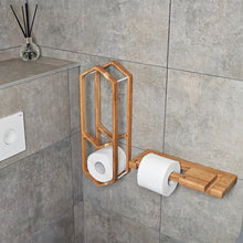 Load image into Gallery viewer, Wooden Toilet Paper Holder, Wall-Mounted 3-Roll Storage Rack, Rustic Organizer for Bathroom Decor