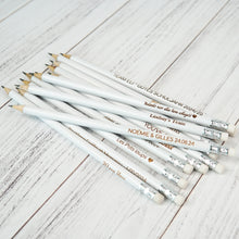 Load image into Gallery viewer, Custom Engraved White Wooden HB Pencils, Perfect Personalized Gift for All Occasions