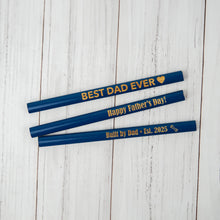 Load image into Gallery viewer, Personalized Blue Carpenter Pencil, Flat Pencil for Woodworking, Carpentry, DIY, Gift for Dad, Father’s Day, Handyman Tool