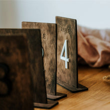 Load image into Gallery viewer, Rustic Brown Wooden Table Numbers for Weddings and Events