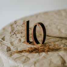 Load image into Gallery viewer, Set of 1-10 Wooden Table Numbers for Weddings and Special Events
