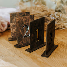 Load image into Gallery viewer, Rustic Brown Wooden Table Numbers for Weddings and Events