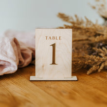 Load image into Gallery viewer, Custom Natural Wood Table Numbers for Rustic Weddings, Unique Reception Decor
