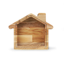 Load image into Gallery viewer, Wooden Piggy Bank, House Shaped Piggy Bank