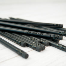 Load image into Gallery viewer, Personalized Black Wooden HB Pencils, The Perfect Personalized Gift Idea