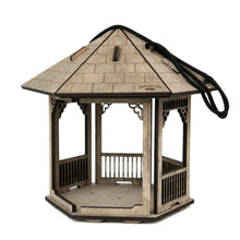 Load image into Gallery viewer, Wooden gazebo-shaped, gray bird feeder