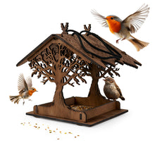 Load image into Gallery viewer, Personalized Wooden Bird Feeder, Decorative Hanging Feeder for Gardens and Outdoor Spaces