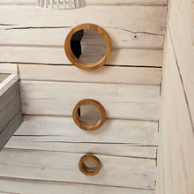 Load image into Gallery viewer, Set of 3 Oak Wood Wall Mirrors, Rustic Wooden Frame Mirrors for Living Room, Bathroom, or Entryway