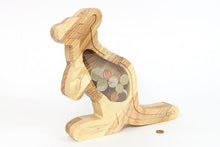 Load image into Gallery viewer, Wooden Piggy Bank Kangaroo (Brown, Engraving)