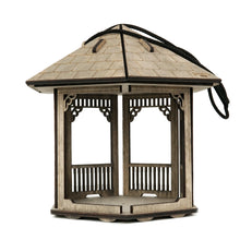 Load image into Gallery viewer, Wooden gazebo-shaped, gray bird feeder