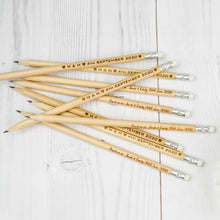 Load image into Gallery viewer, Personalized Natural Wooden HB Pencils, Custom Engraved for Unique, Personal Gifts