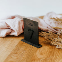 Load image into Gallery viewer, Black Wooden Table Numbers for Event Decorations