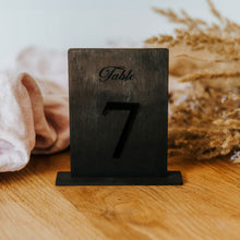 Load image into Gallery viewer, Black Wooden Table Numbers for Event Decorations