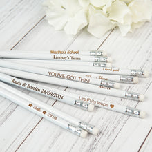 Load image into Gallery viewer, Custom Engraved White Wooden HB Pencils, Perfect Personalized Gift for All Occasions