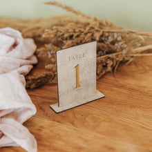 Load image into Gallery viewer, Gray Wooden Table Numbers for Event Table Seating