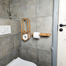 Load image into Gallery viewer, Wooden Toilet Paper Holder, Wall-Mounted 3-Roll Storage Rack, Rustic Organizer for Bathroom Decor