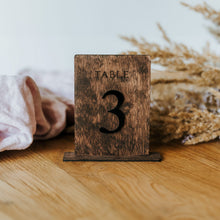 Load image into Gallery viewer, Rustic Brown Wooden Table Numbers for Weddings and Events