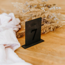 Load image into Gallery viewer, Black Wooden Table Numbers for Event Decorations