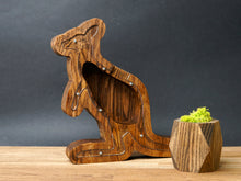 Load image into Gallery viewer, Wooden Piggy Bank Kangaroo (Brown, Engraving)