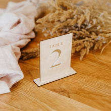 Load image into Gallery viewer, Custom Natural Wood Table Numbers for Rustic Weddings, Unique Reception Decor