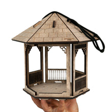 Load image into Gallery viewer, Wooden gazebo-shaped, gray bird feeder