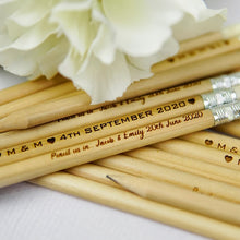 Load image into Gallery viewer, Personalized Natural Wooden HB Pencils, Custom Engraved for Unique, Personal Gifts